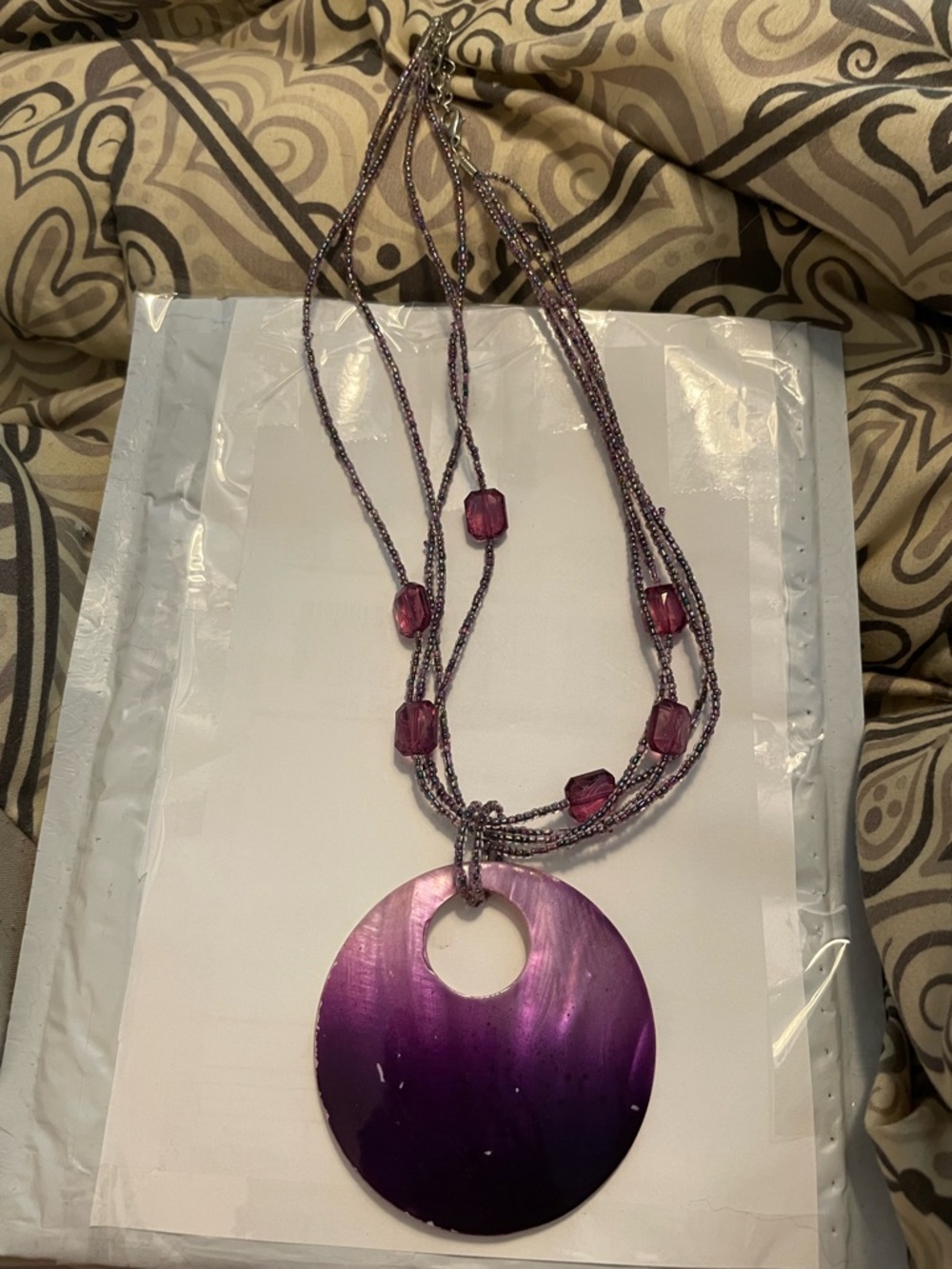 Purple Multi-Strand Circle Pendant Necklace - Unbranded